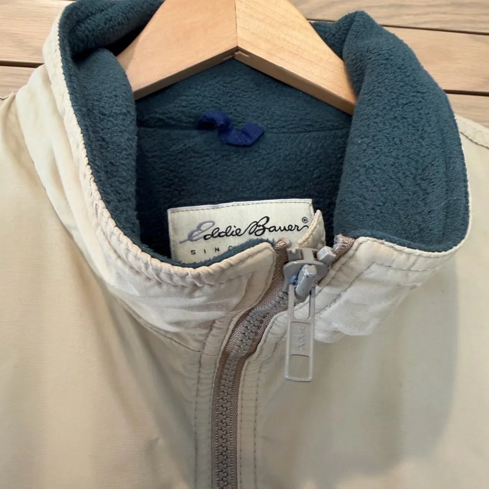 Vintage Eddie Bauer Men's Bomber Style Fleece Lined Zipper Jacket Pockets / LG